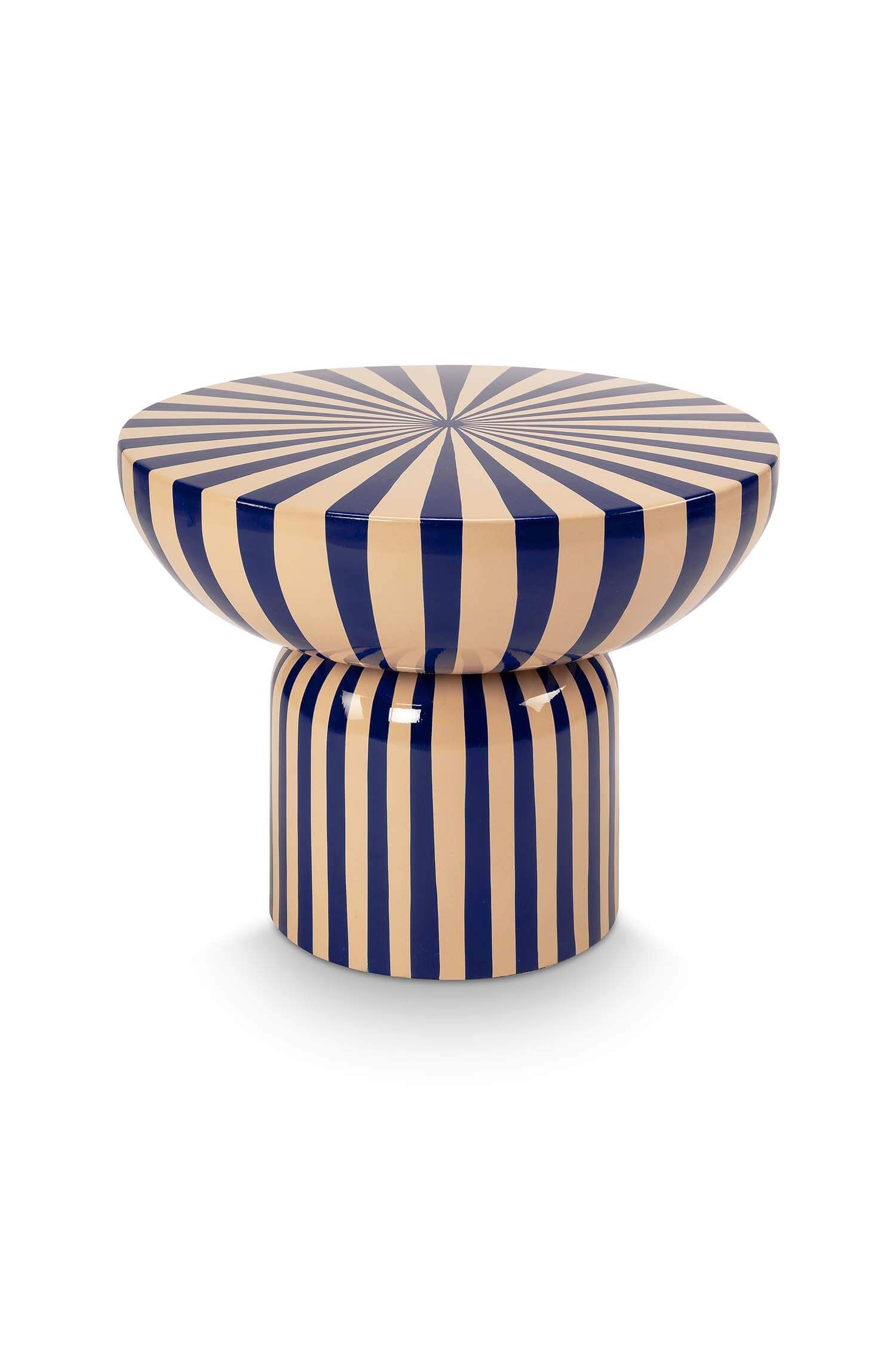 Table d'appoint Métal Bleu/Blanc cassé 52cm