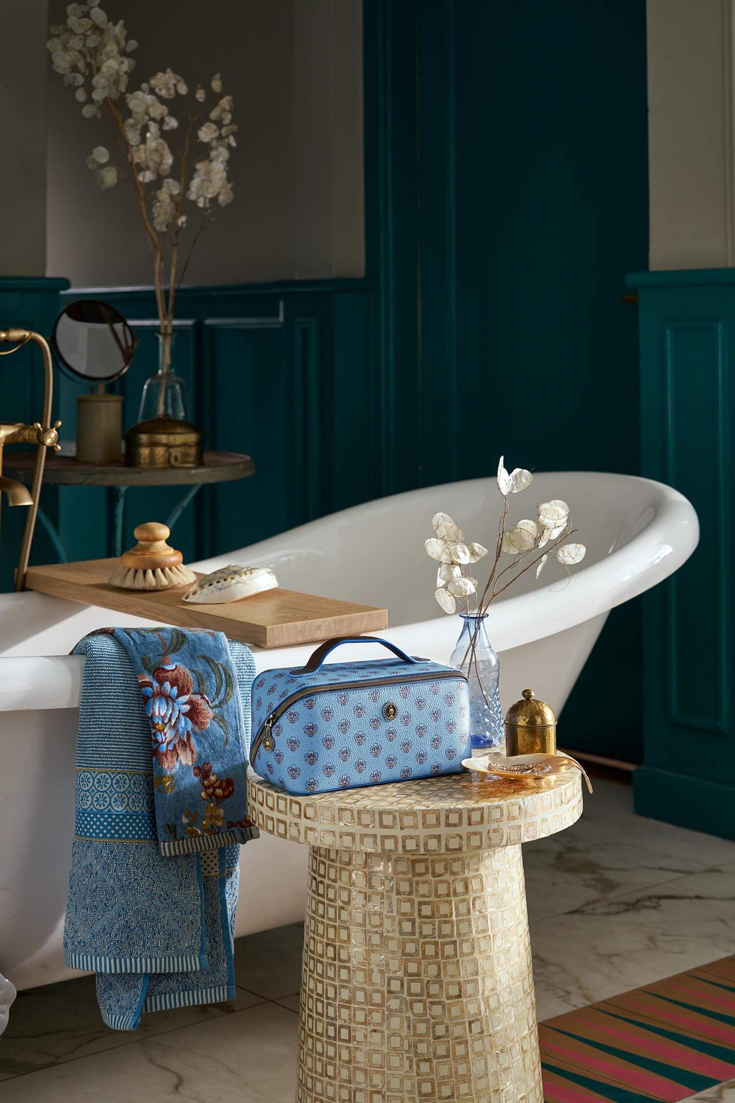 Necessaire Cyrille Mittelgroß Jaipur Flower Blau