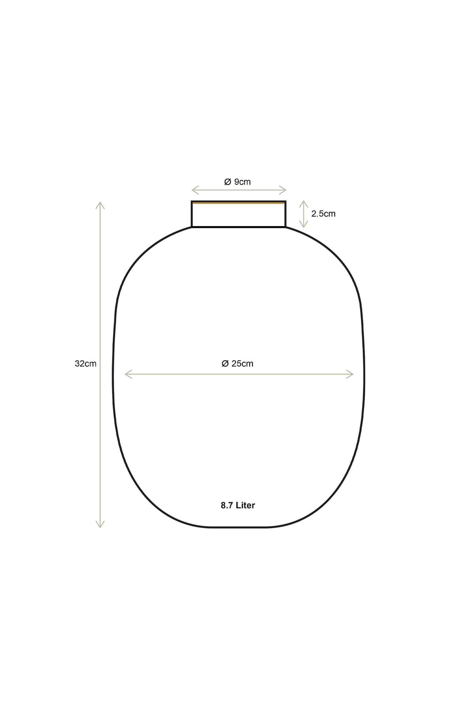 Vase Metall Mittelblau 32cm