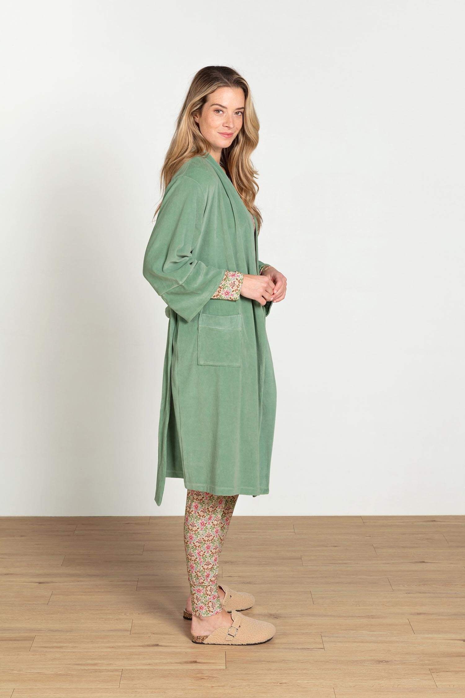 Naomi Kimono Velvet Groen