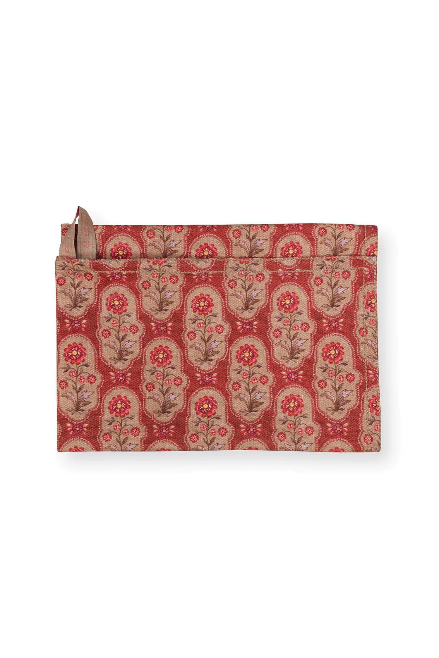 Set/2 Theedoeken Blooming Tales Bustani-Pashmina Donkerrood