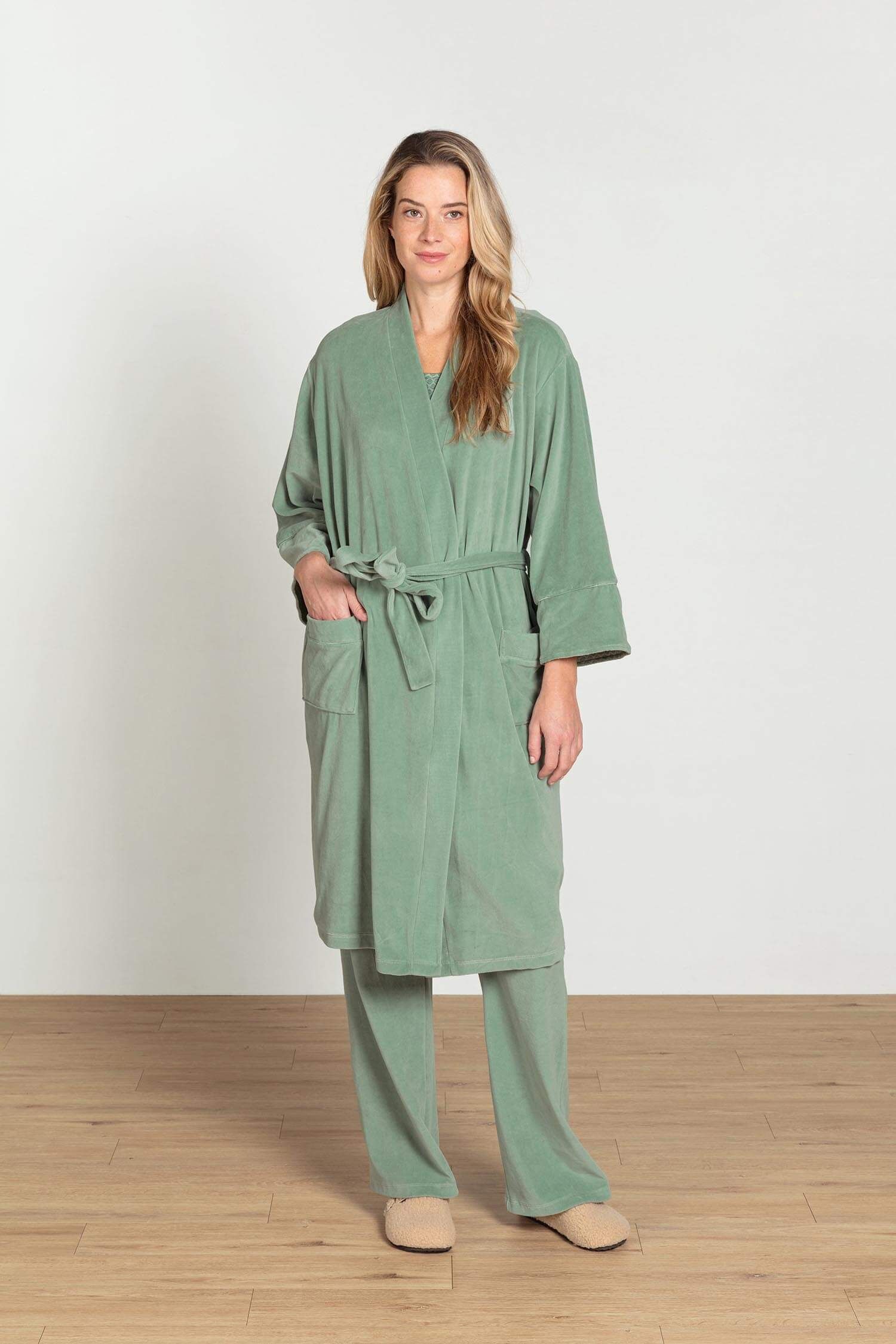 Naomi Kimono Velvet Groen