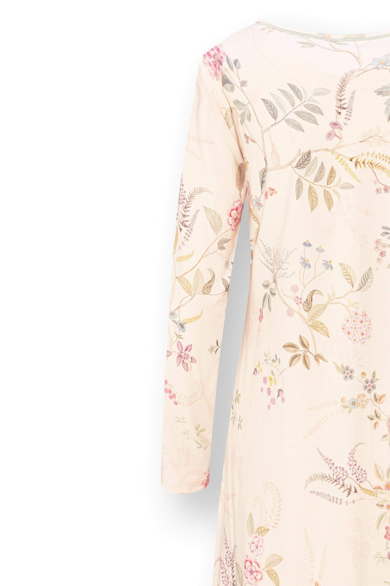 Dana Chemise de Nuit à Manches Longues Bodhi Flower Blanc Cassé