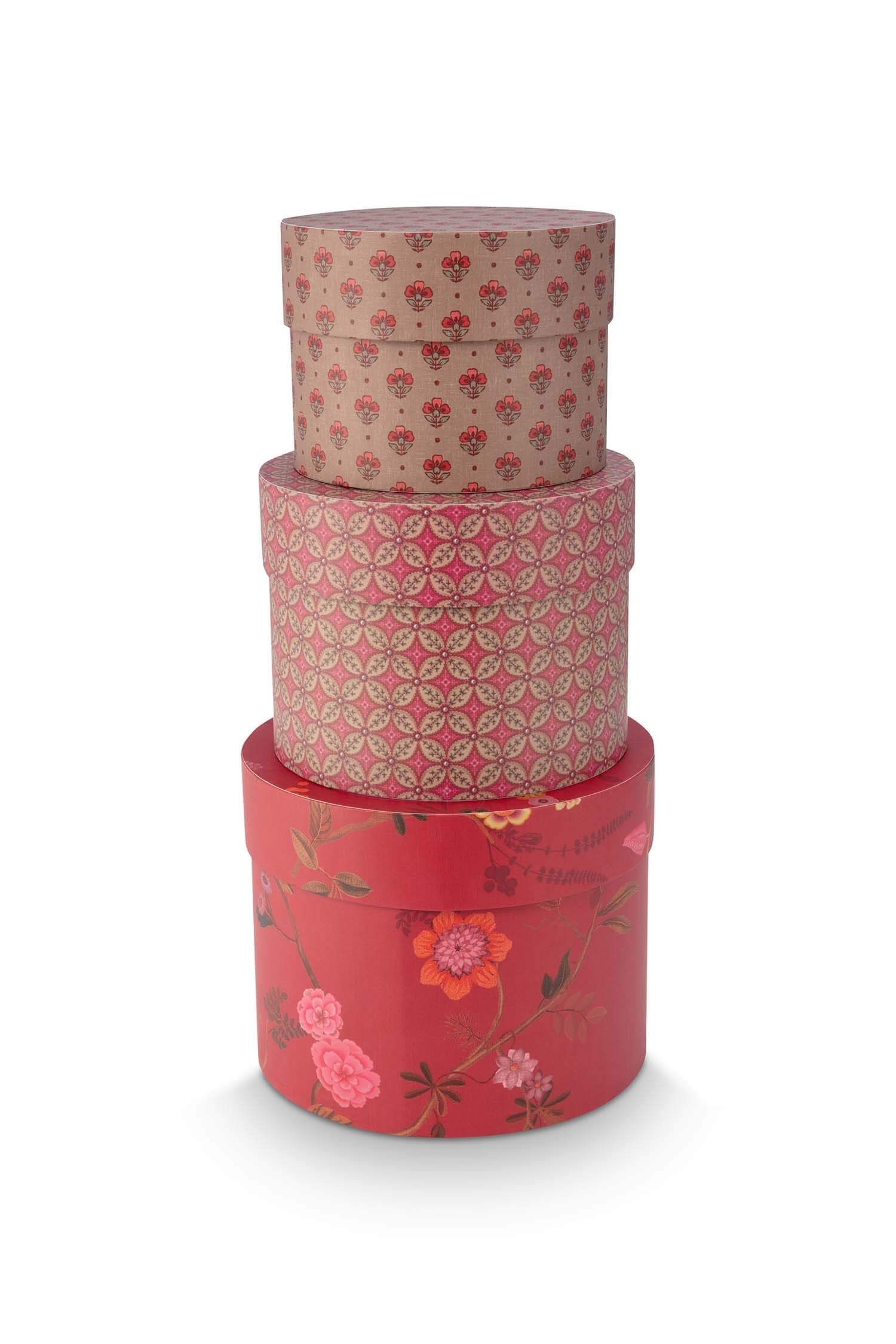Set/3 Schachtel Rund Blooming Tales Rot