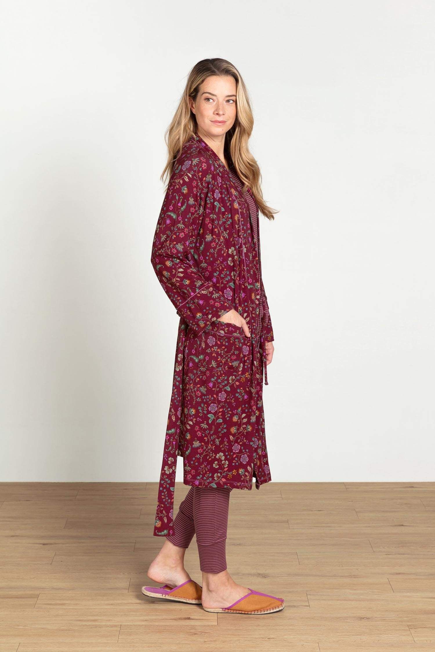 Nisha Kimono Flora Bangalore Dark Pink