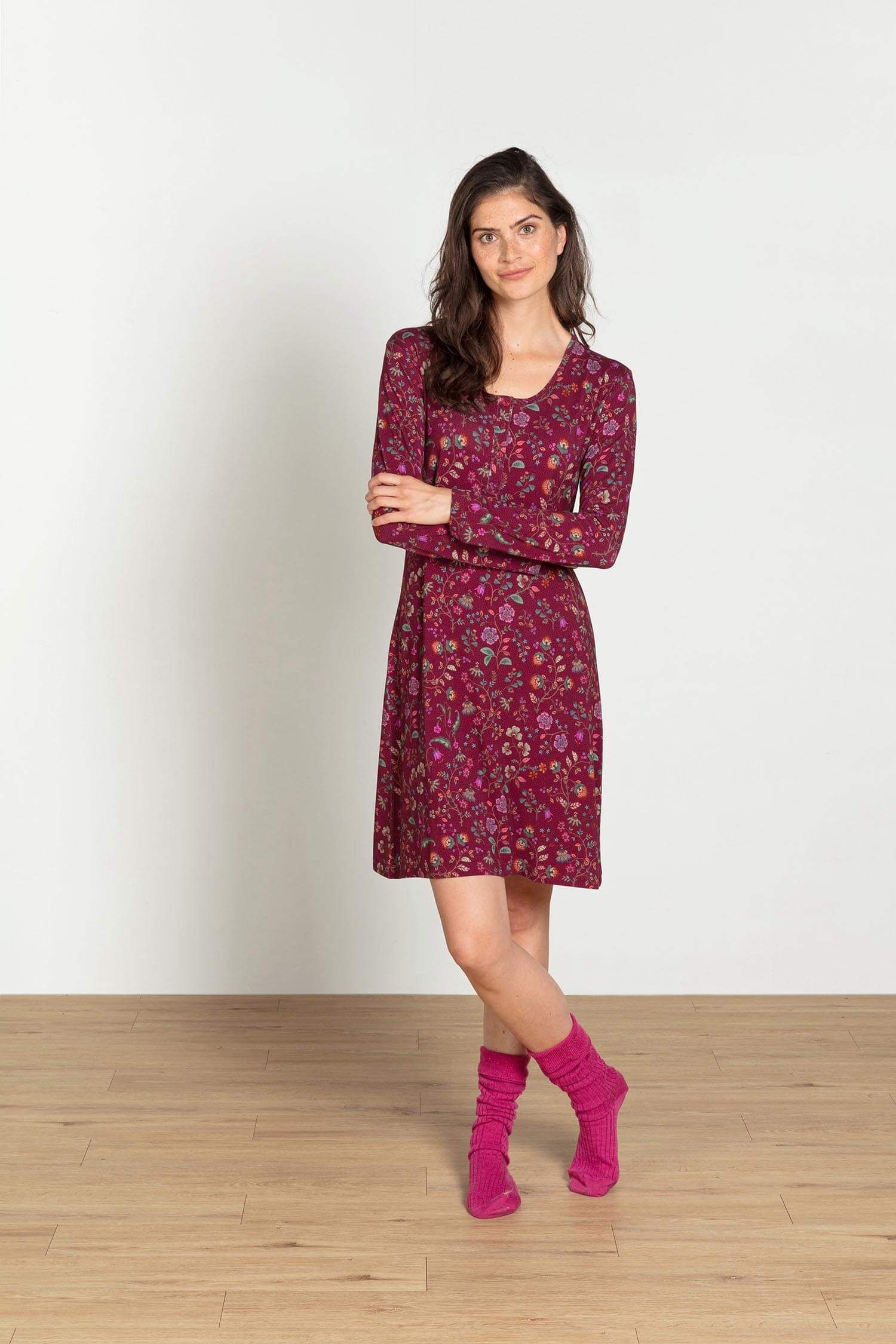Desiree Chemise de Nuit à Manches Longues Flora Bangalore Rose Foncé