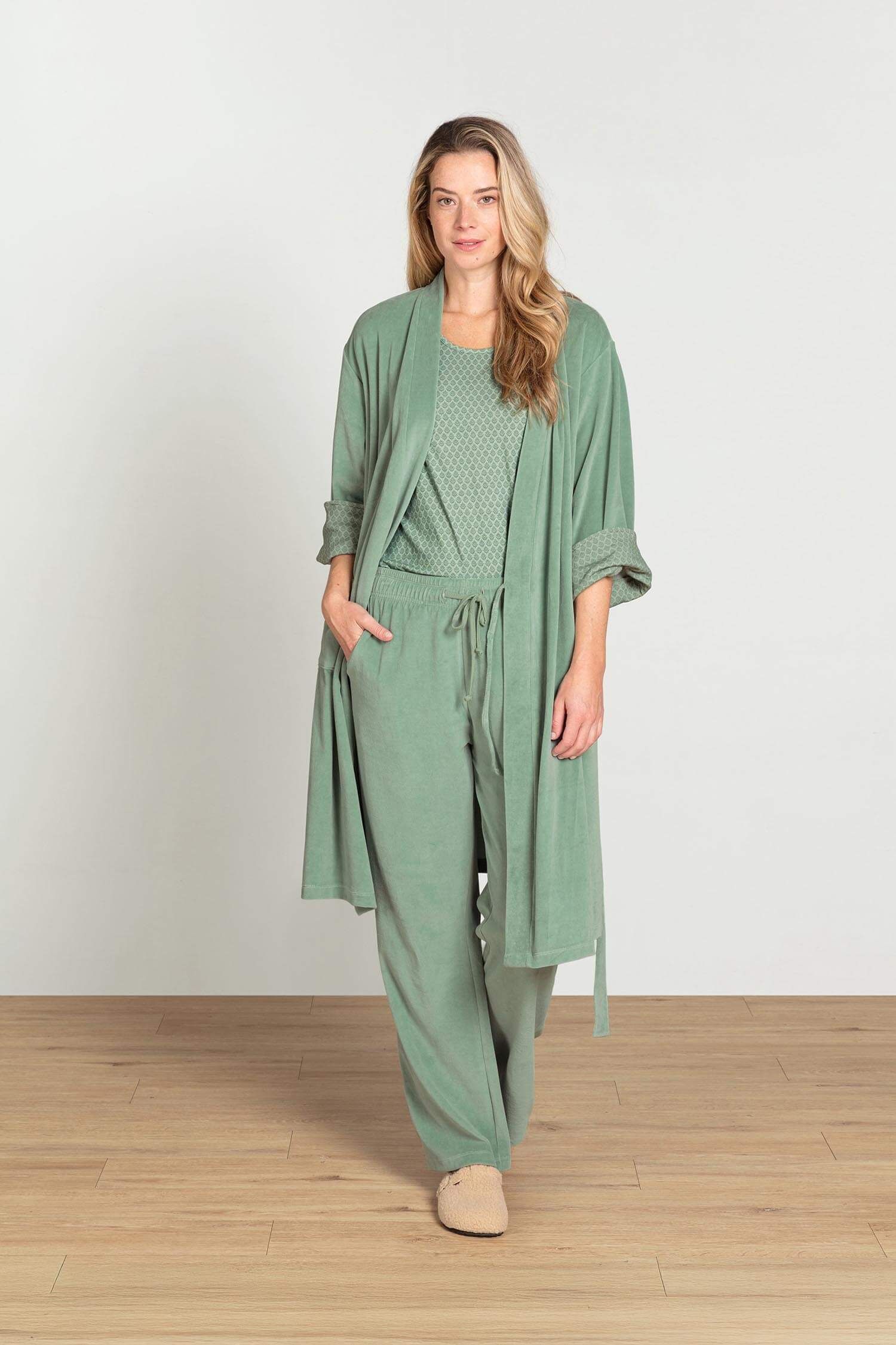 Naomi Kimono Velvet Groen