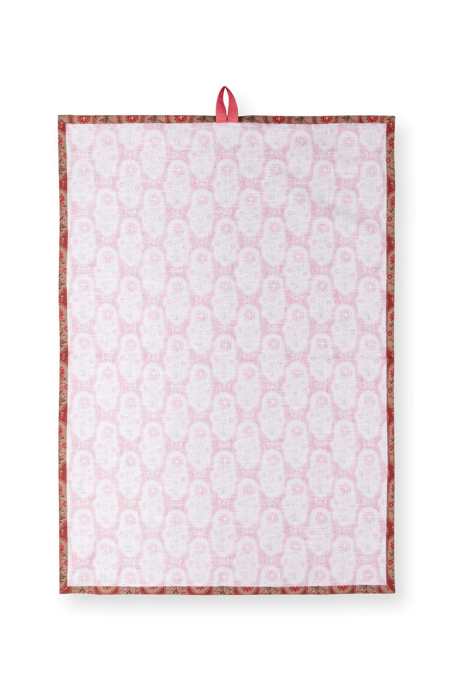 Set/2 Theedoeken Blooming Tales Bustani-Pashmina Donkerrood