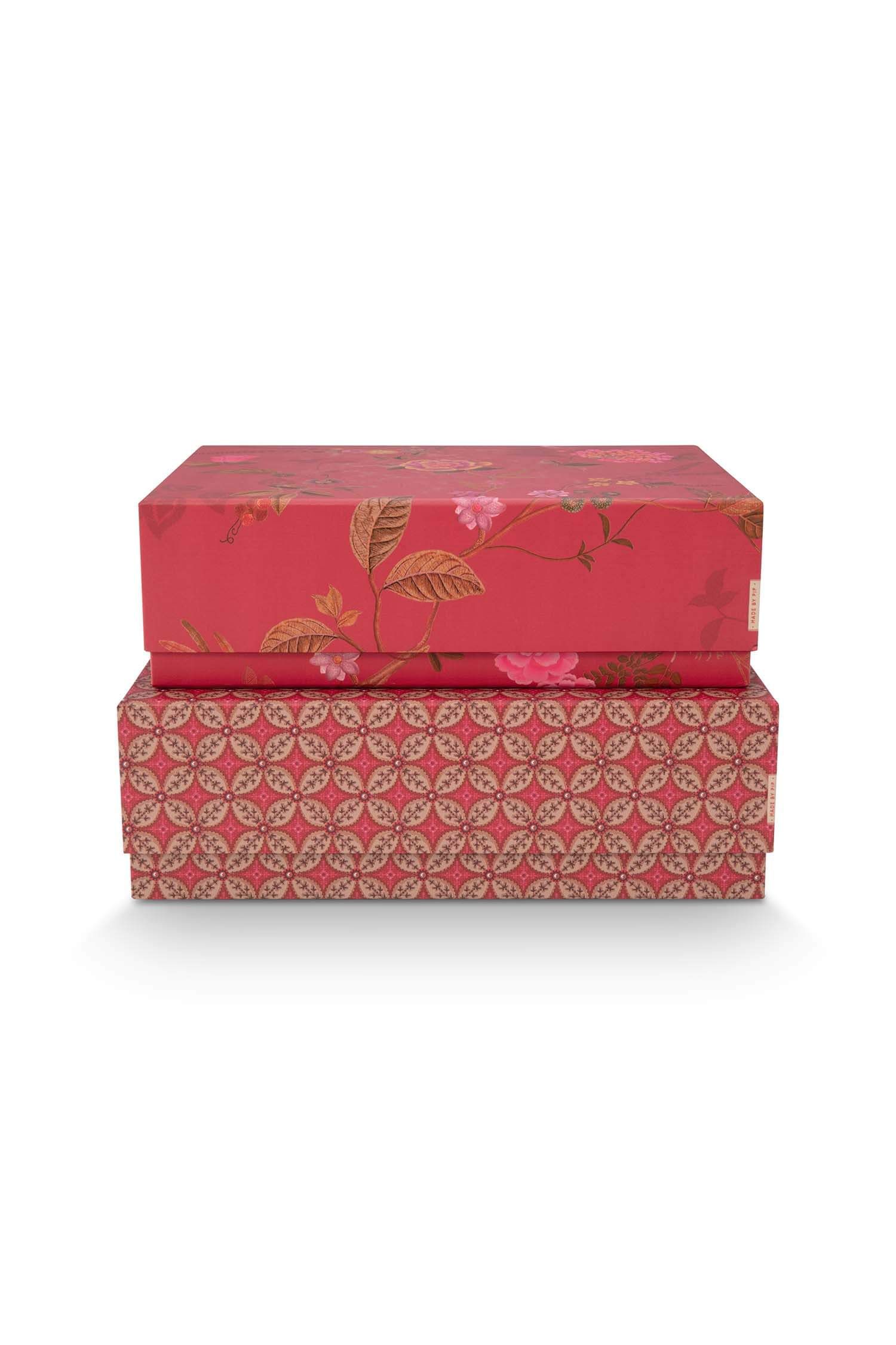 Set/2 Schachtel Rechteckig Blooming Tales Rot