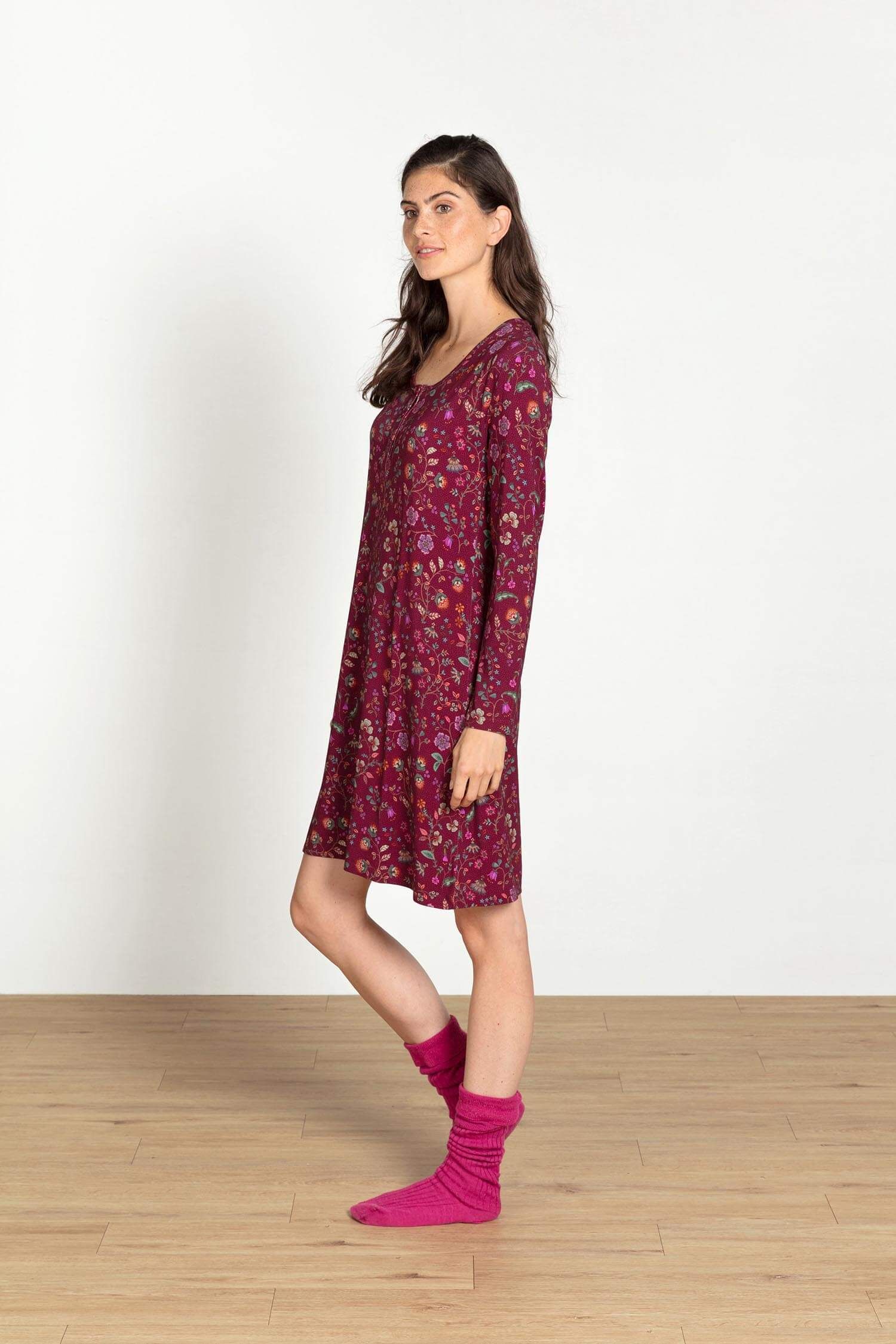 Desiree Chemise de Nuit à Manches Longues Flora Bangalore Rose Foncé