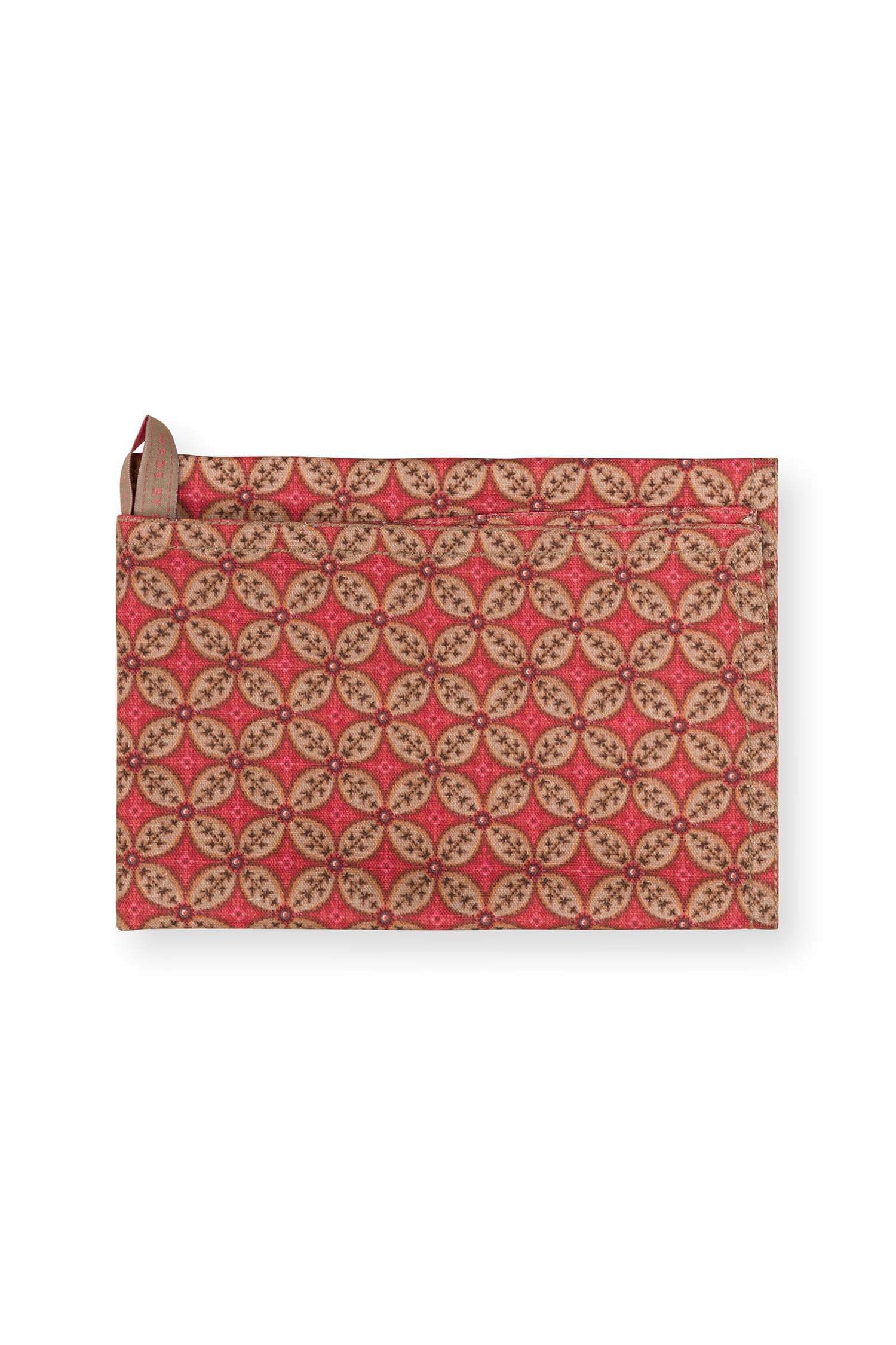Set/2 Theedoeken Blooming Tales Bustani-Pashmina Donkerrood