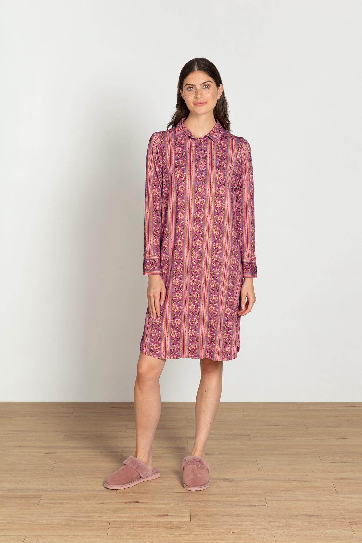 Daaltje Nachthemd Lange Mouw Rosa Rani Roze