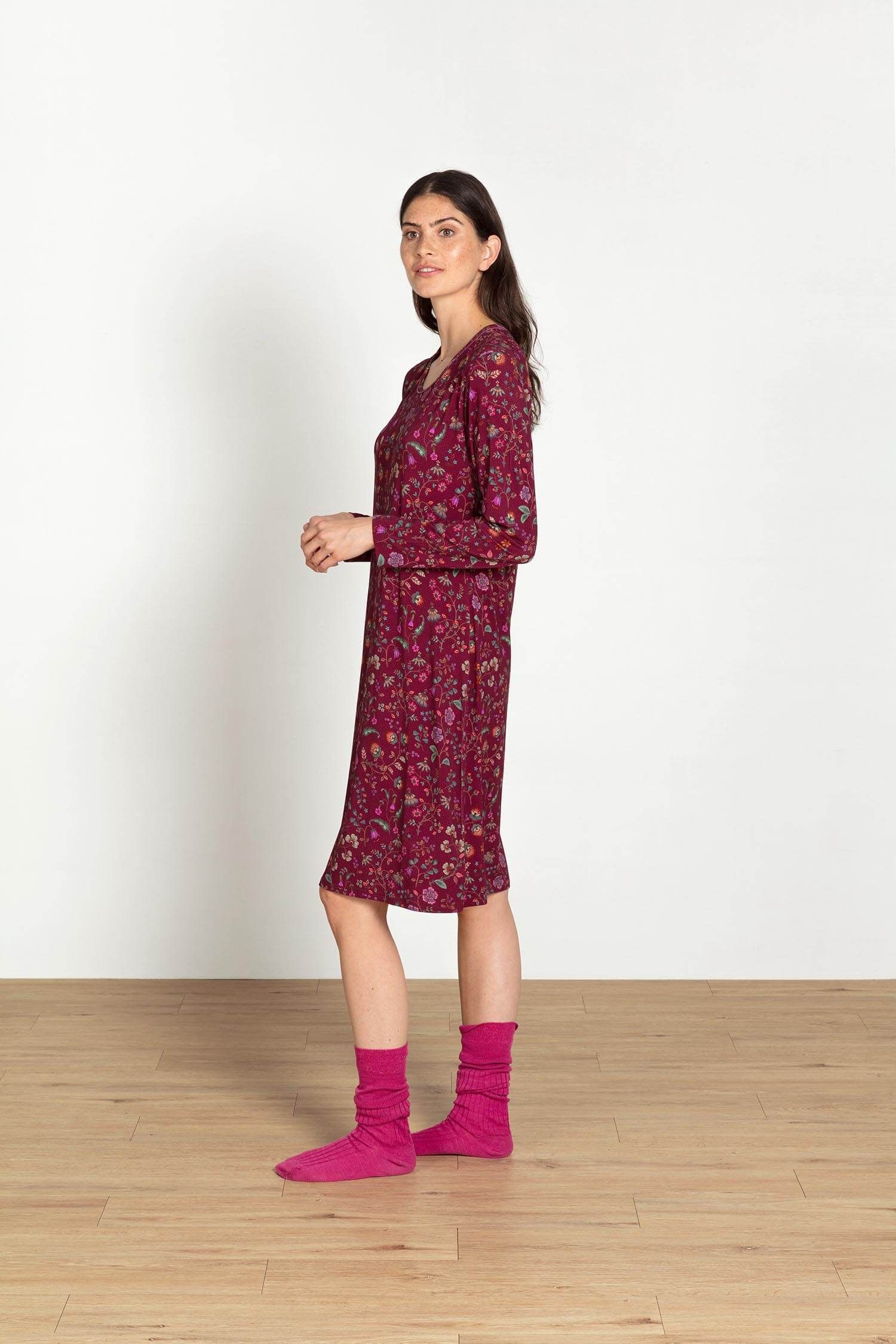Destiny Chemise de Nuit à Manches Longues Flora Bangalore Rose Foncé