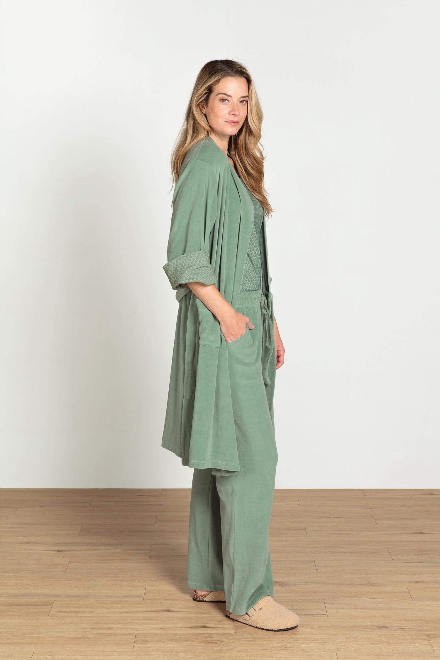 Naomi Kimono Velvet Groen
