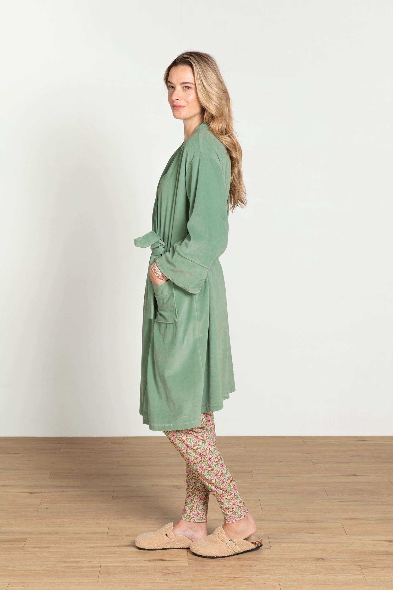 Naomi Kimono Velvet Groen