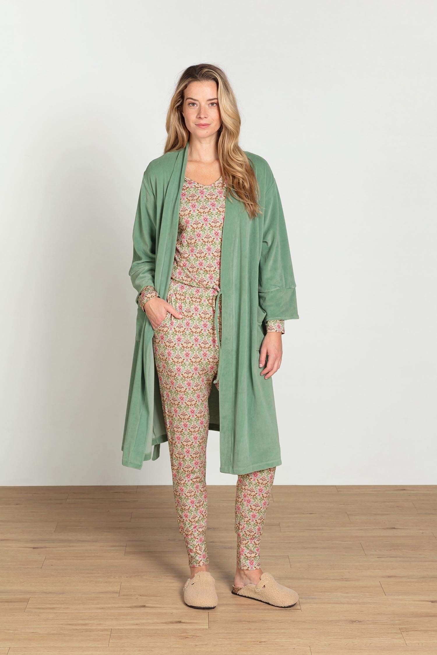 Naomi Kimono Velvet Groen