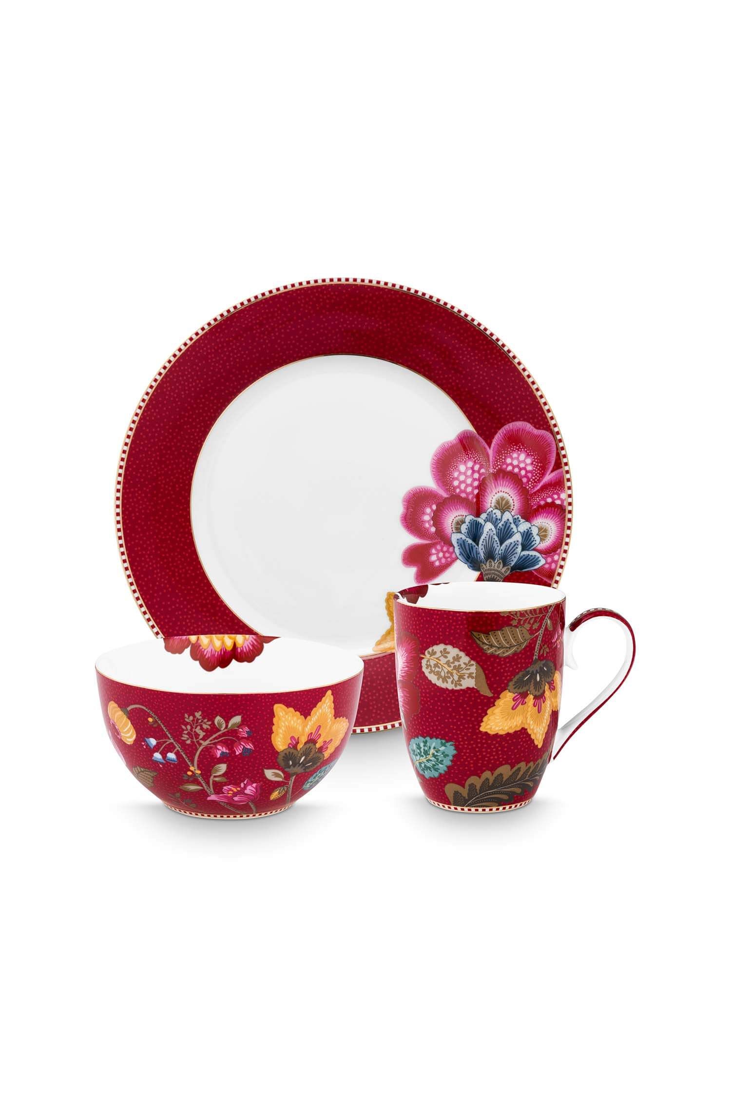 Ontbijtset Blooming Tales Fantasy Donkerrood