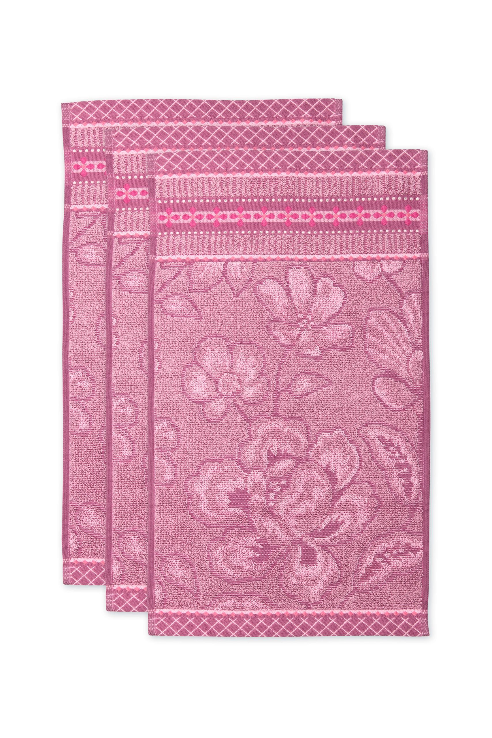 Gästehandtuch Set/3 Jasmin Jacquard Hellrosa 30x50cm