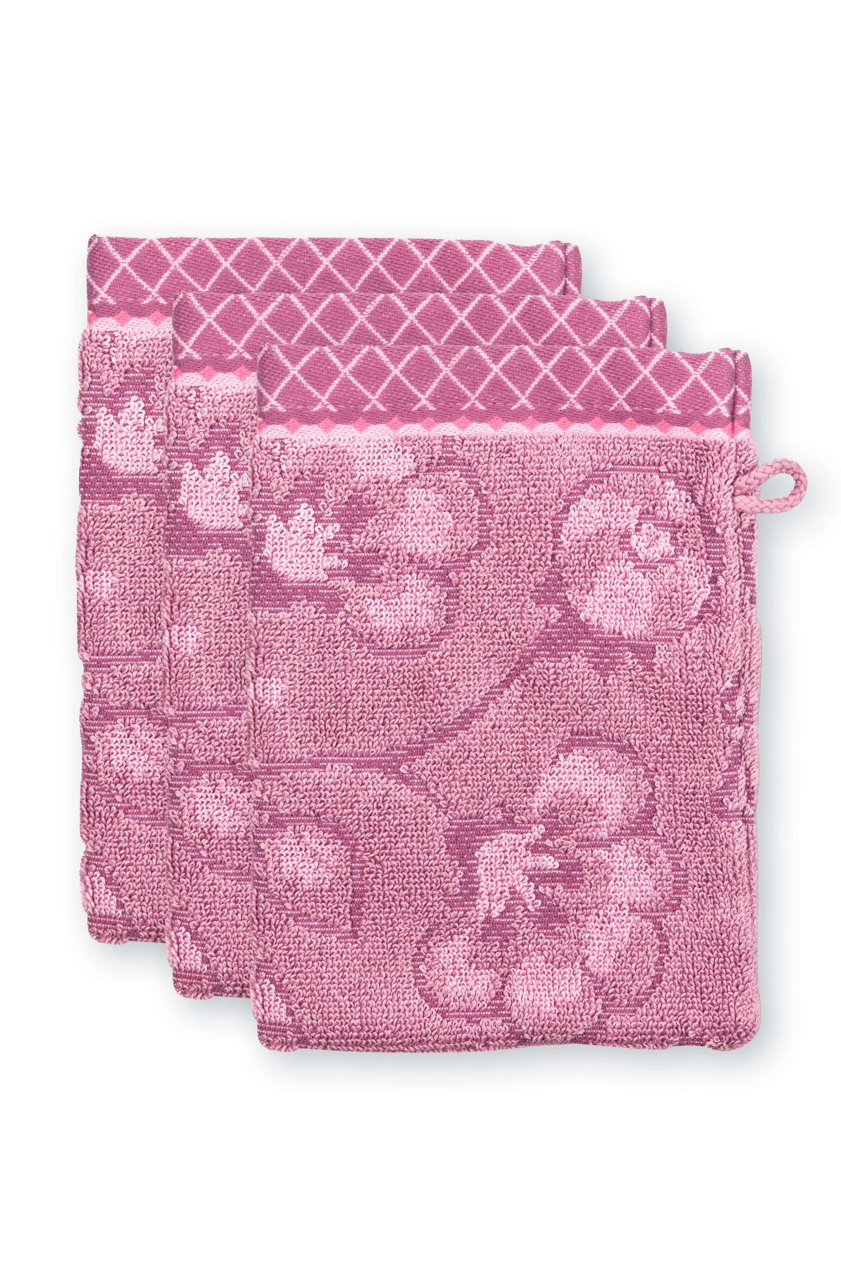 Washcloth Set/3 Jasmin Jacquard Light Pink 16x22cm