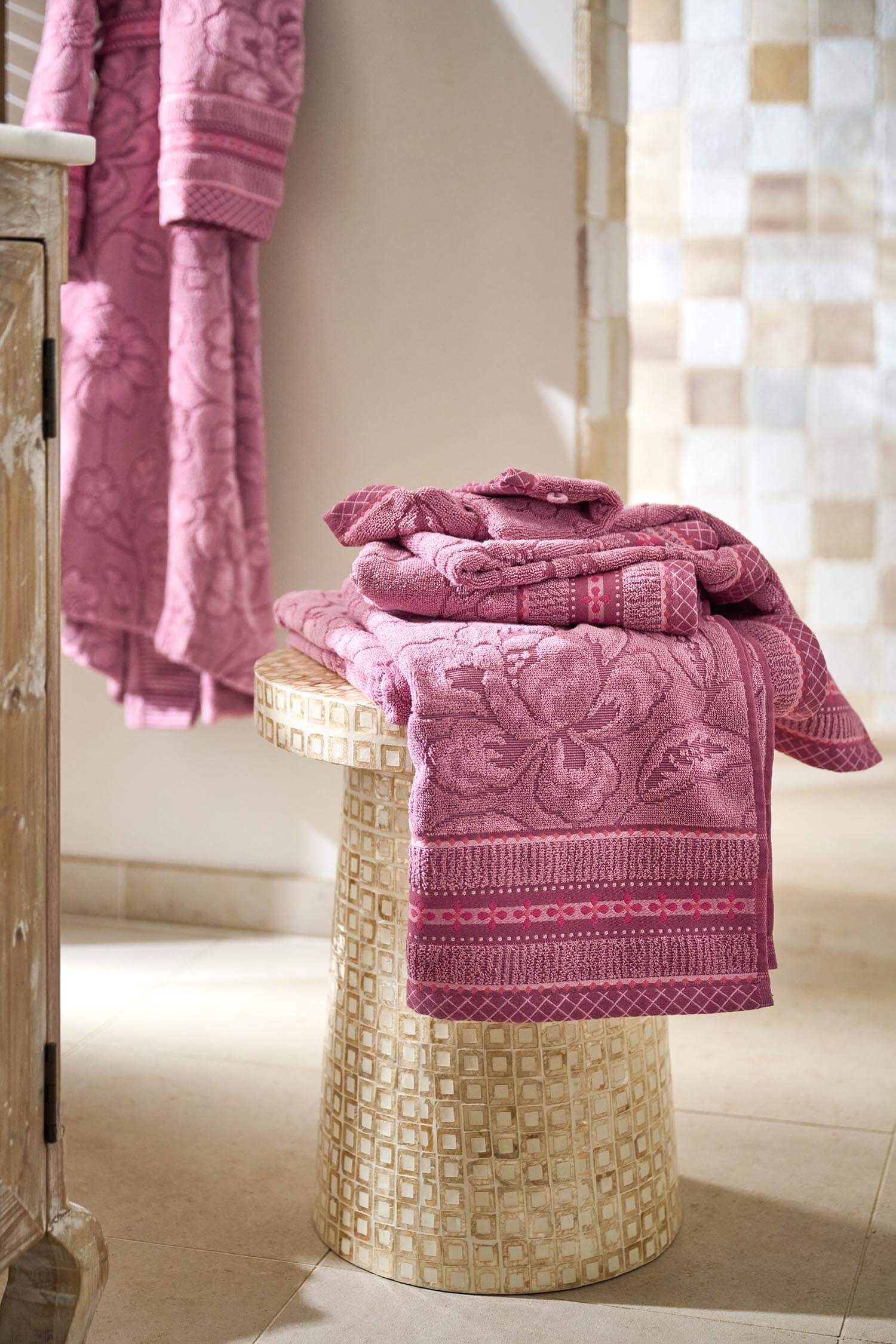 Washcloth Set/3 Jasmin Jacquard Light Pink 16x22cm