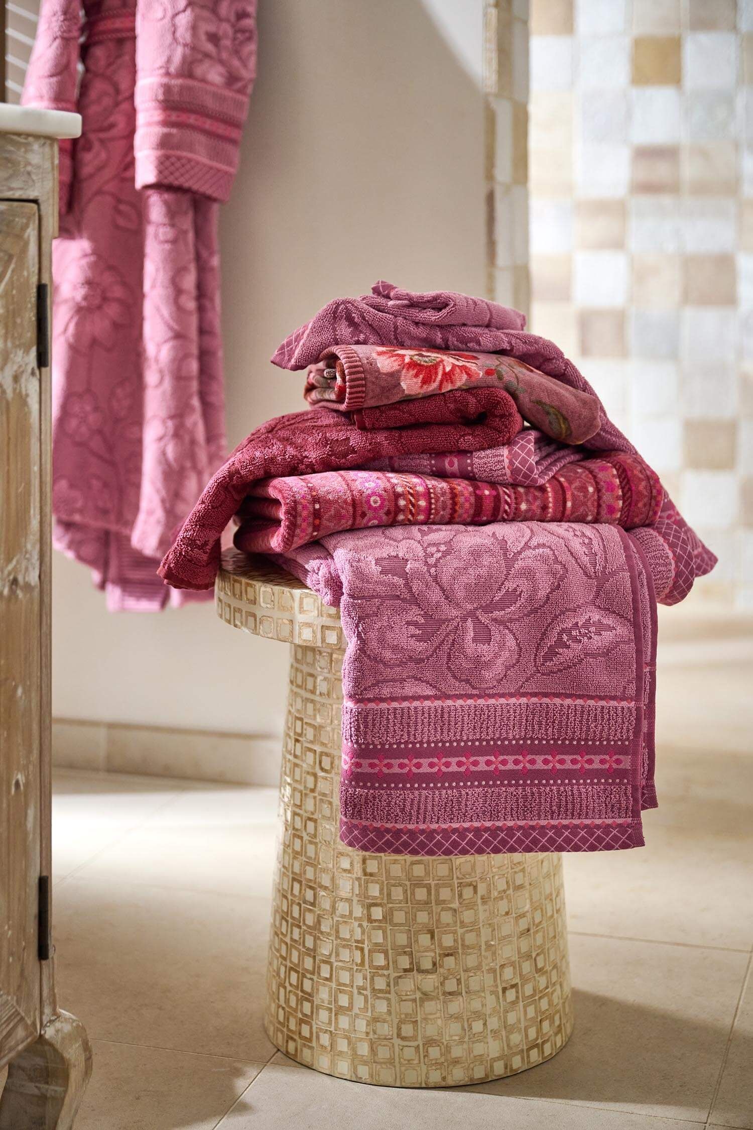 Washcloth Set/3 Jasmin Jacquard Light Pink 16x22cm