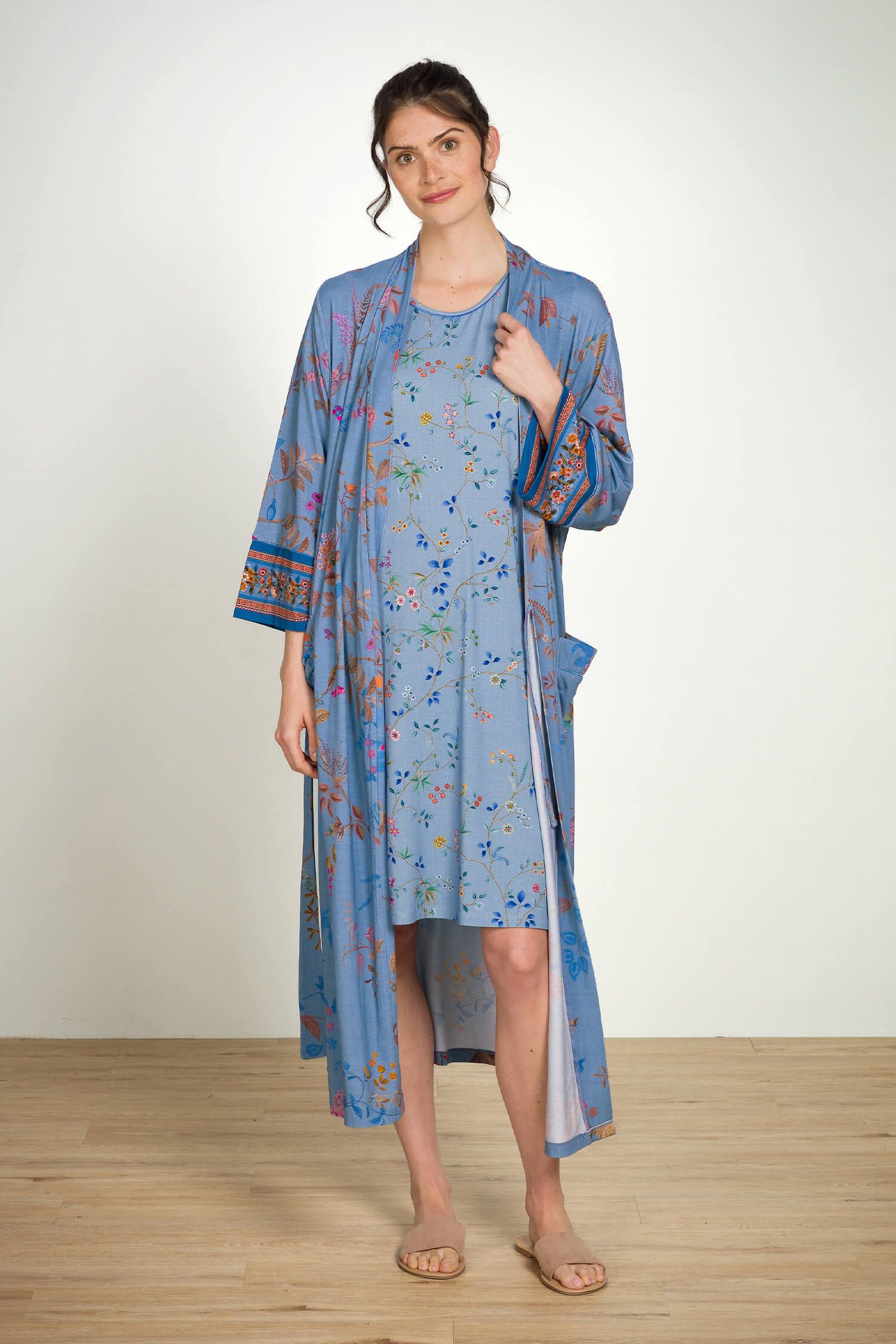 Noa Kimono Bodhi Flower Blauw