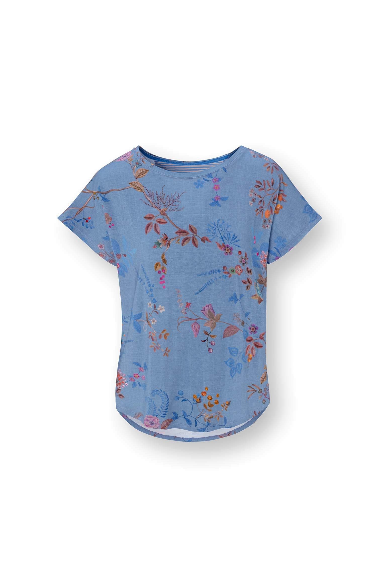 Tatum Top Korte Mouw Bodhi Flower Blauw