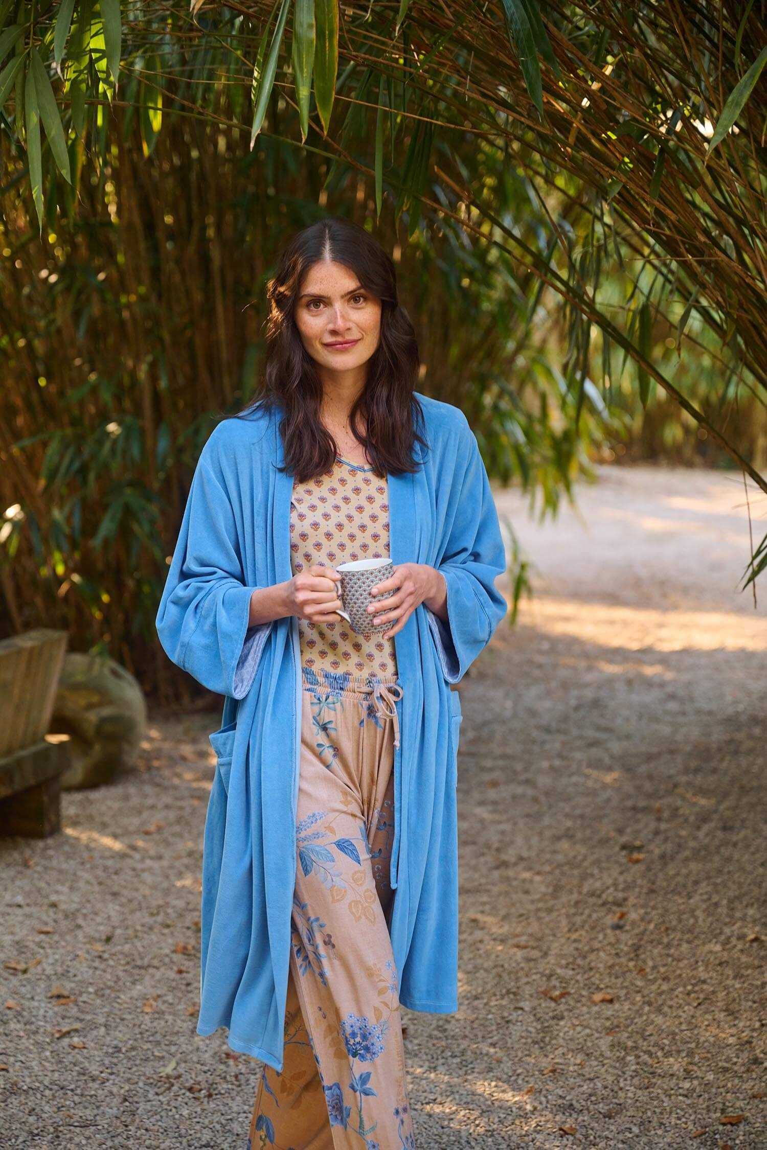 Naomi Kimono Velvet Blauw