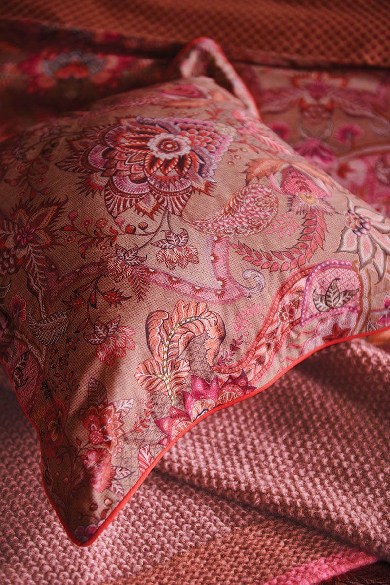 Quadratisches Zierkissen Kyoto Nights Rosa