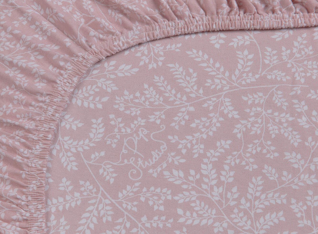 Fitted Sheet Leafy Pink