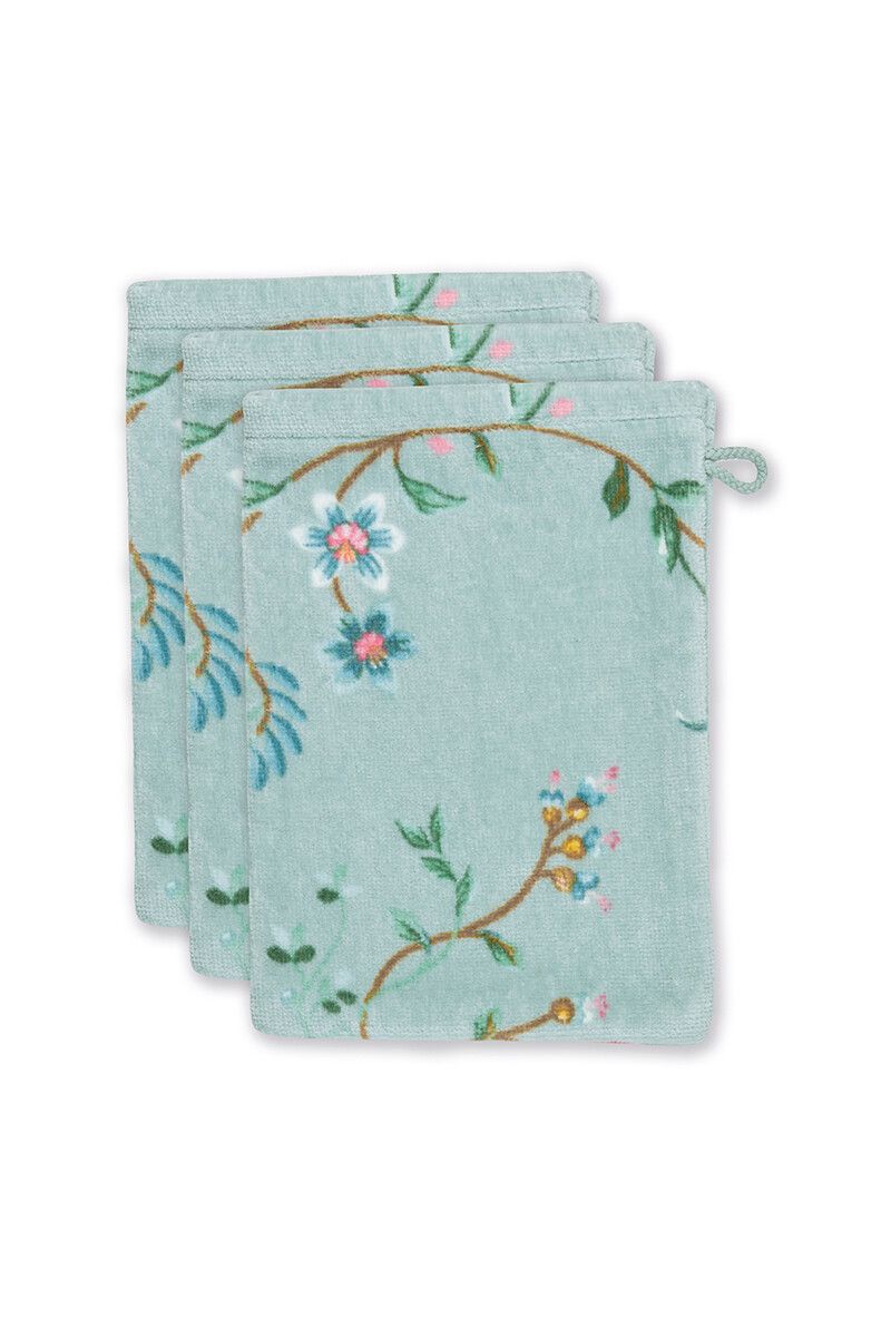 Waschlappen Set/3 Les Fleurs Blau 16x22 cm