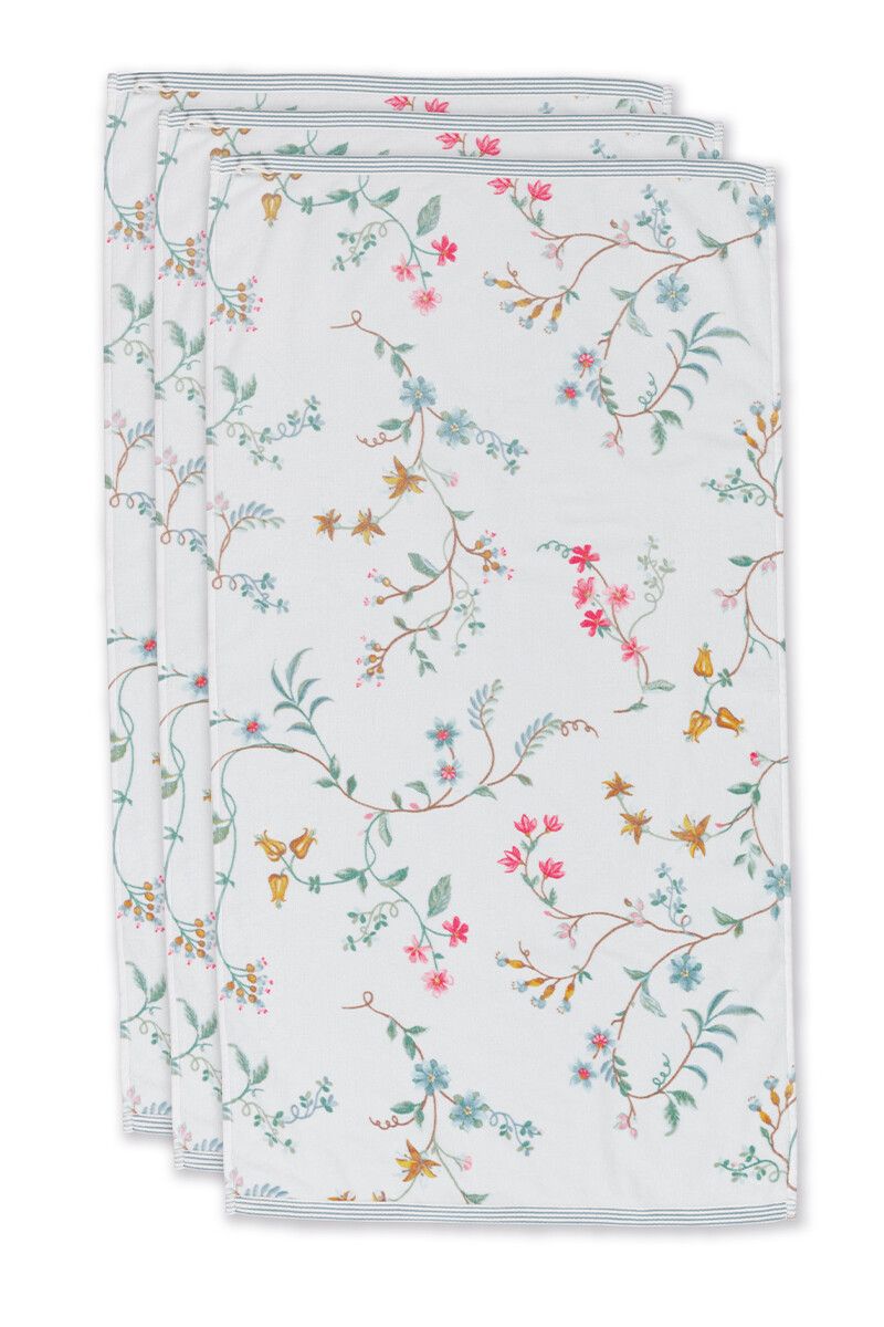 Bath Towel Set/3 Les Fleurs White 55x100 cm
