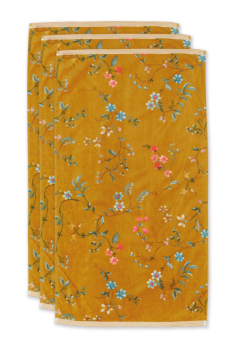 Badhanddoek Set/3 Les Fleurs Geel 55x100 cm