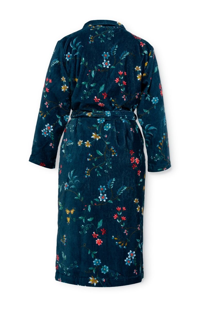 Bathrobe Les Fleurs Dark Blue