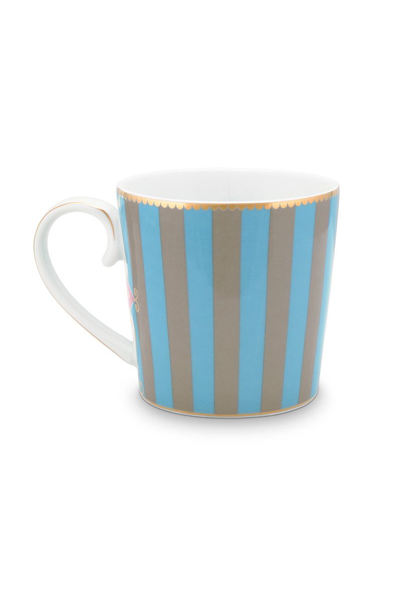 Love Birds Mug Small Stripes Blue/Khaki