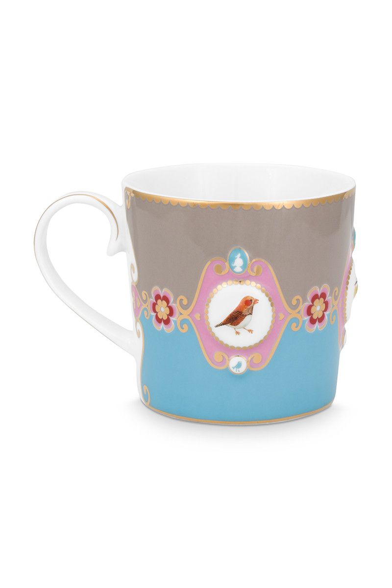 Love Birds Mok Groot Blauw/Khaki