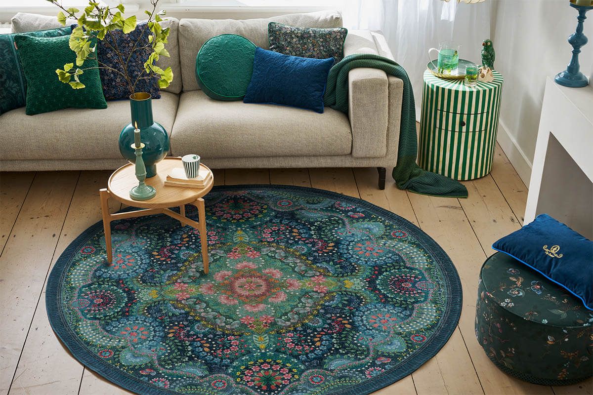 Round Carpet Moon Delight by Pip Dark Blue