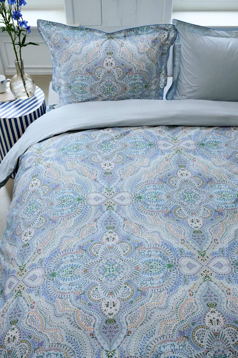 Duvet Cover Set Moon Flower Light Blue