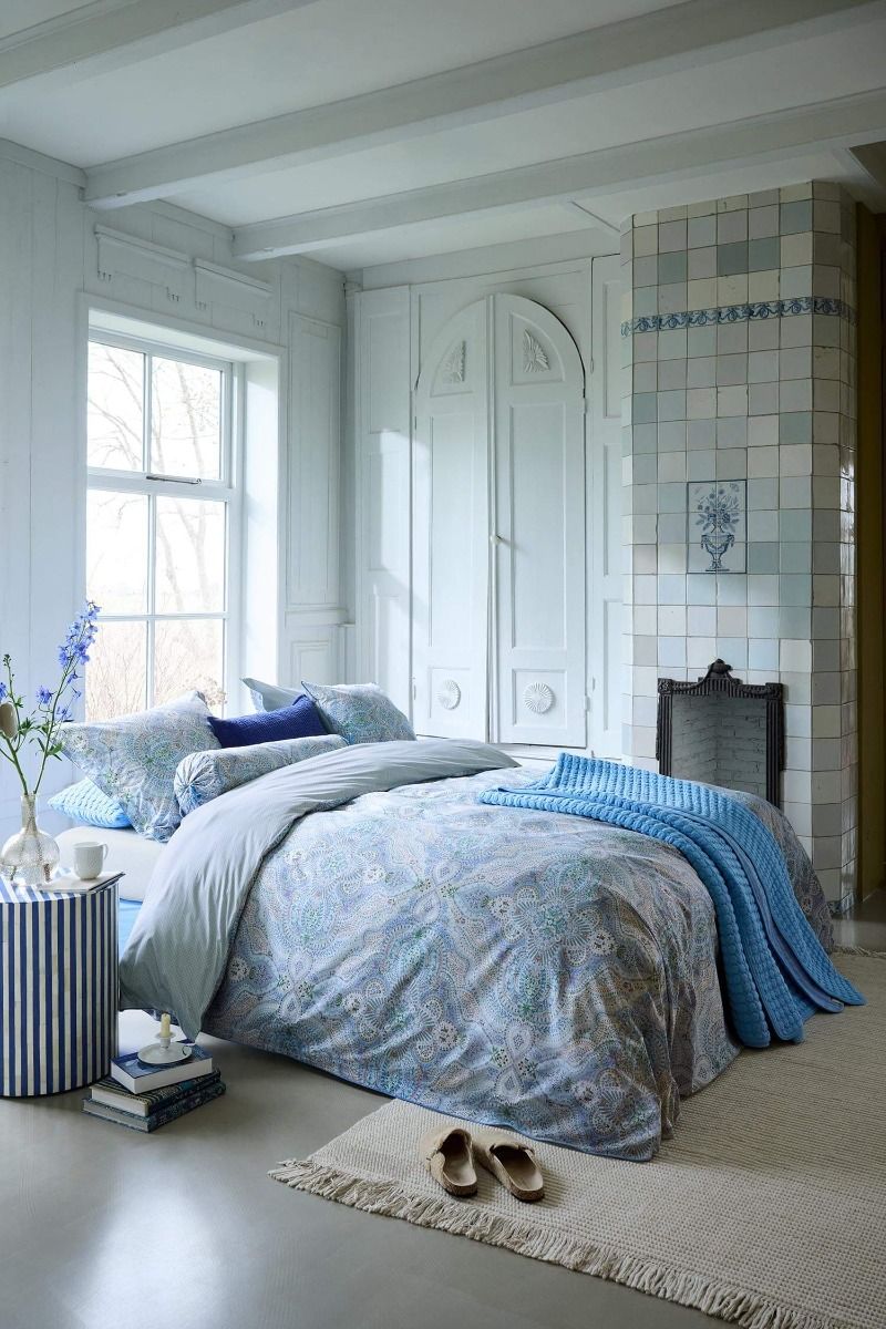 Duvet Cover Set Moon Flower Light Blue