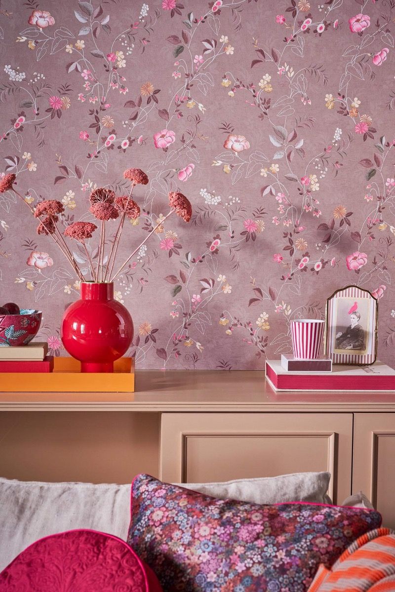 Pip Studio Tokyo Blossom Non-Woven Wallpaper Pink Mauve