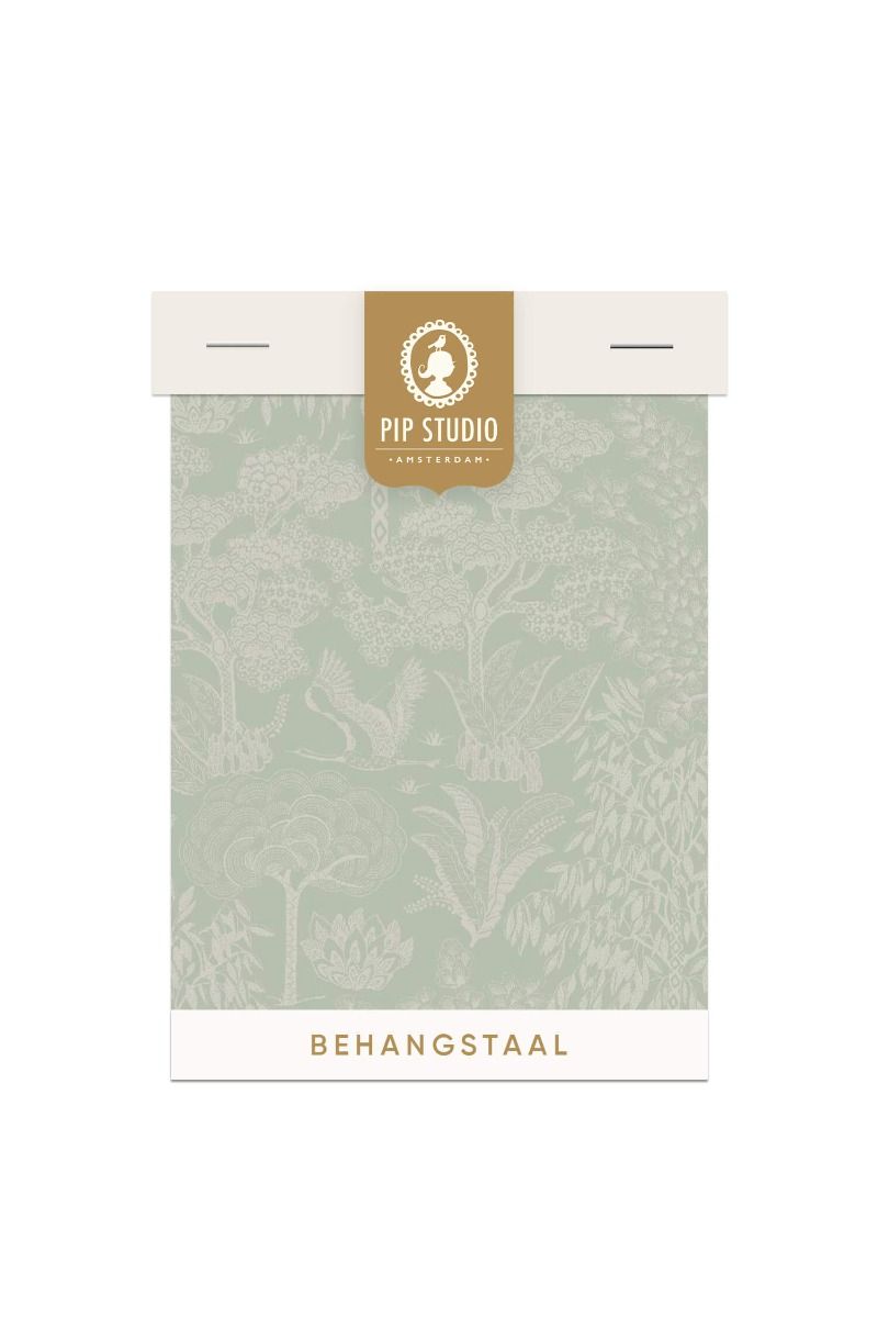 Behangstaal Origami Tree Licht Groen/Zilver