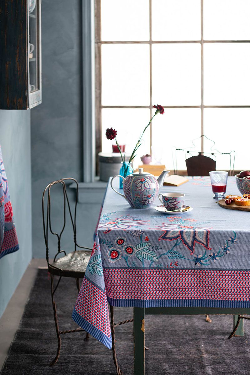 Flower Festival Tablecloth Blue