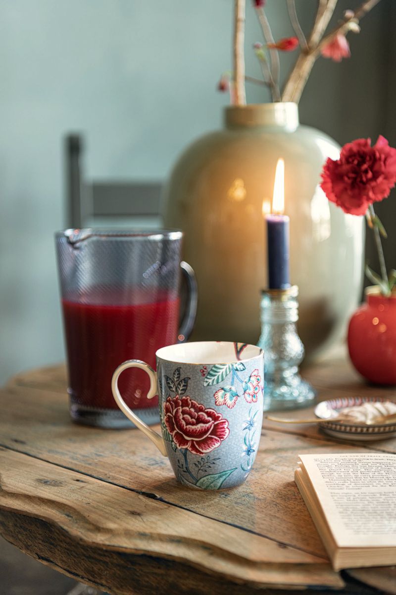 Flower Festival Thee Set/3 Groot Lichtblauw