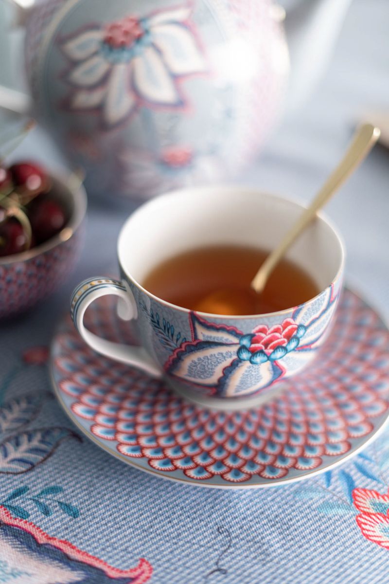 Flower Festival Cappuccino Tasse & Undertasse Hellblau