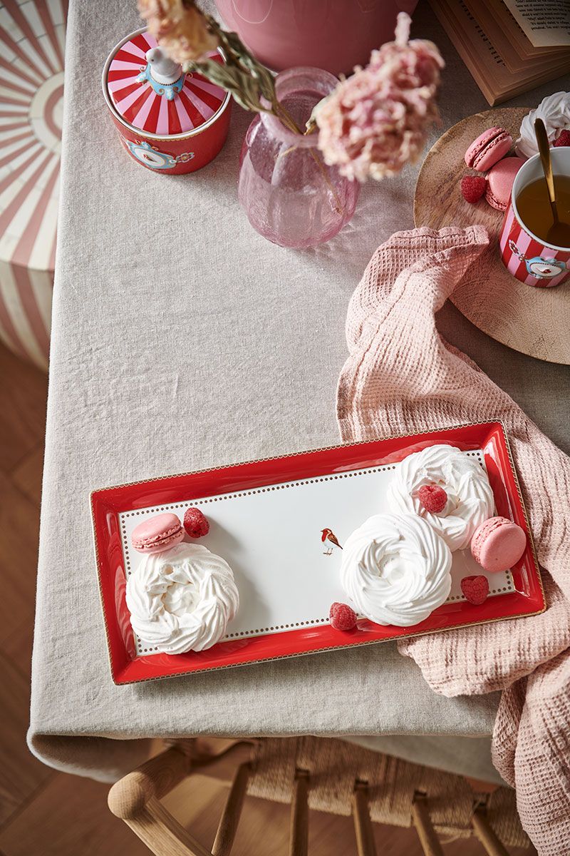 Love Birds Cake Tray Rectangular Red