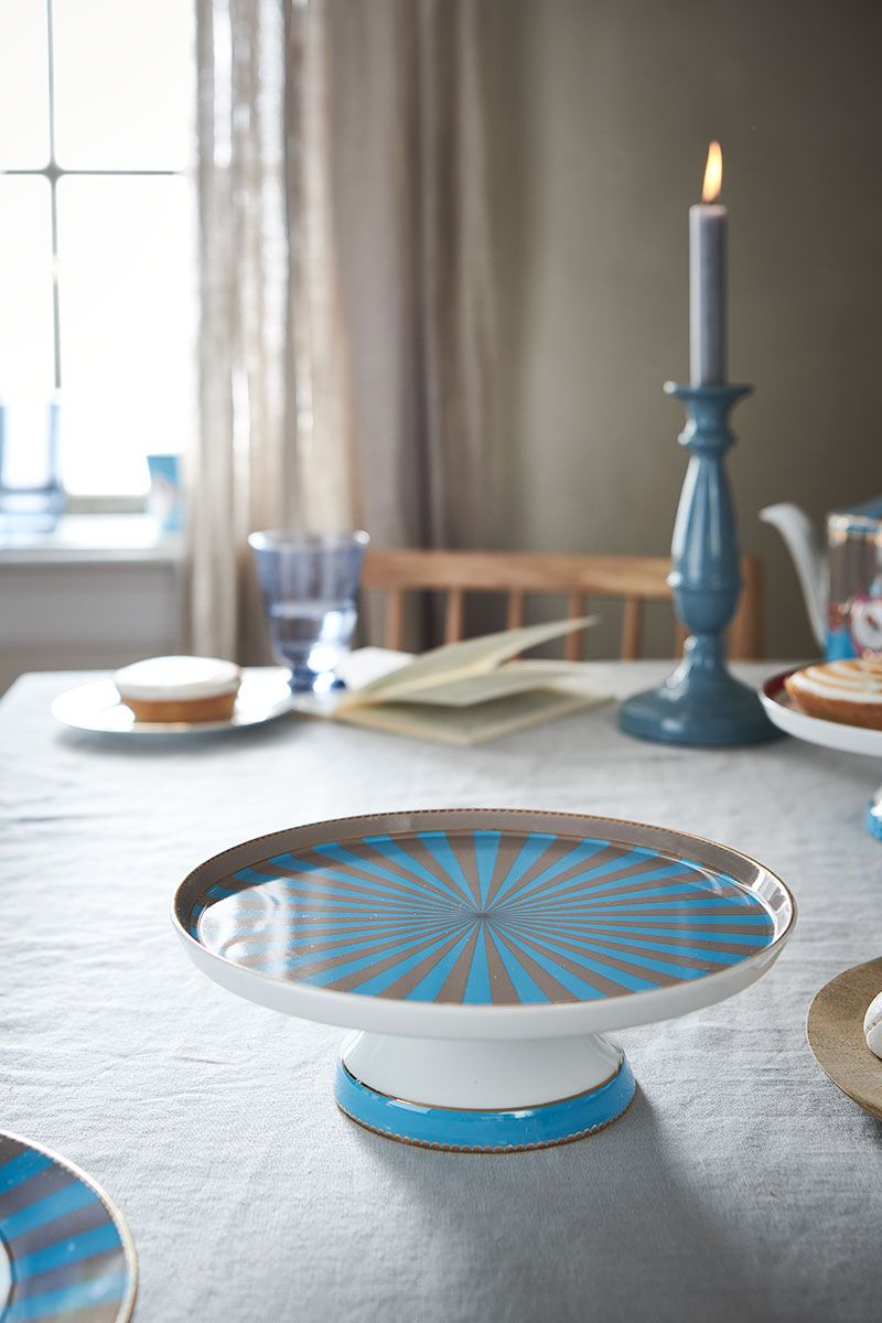 Love Birds Cake Tray Small Blue/Khaki