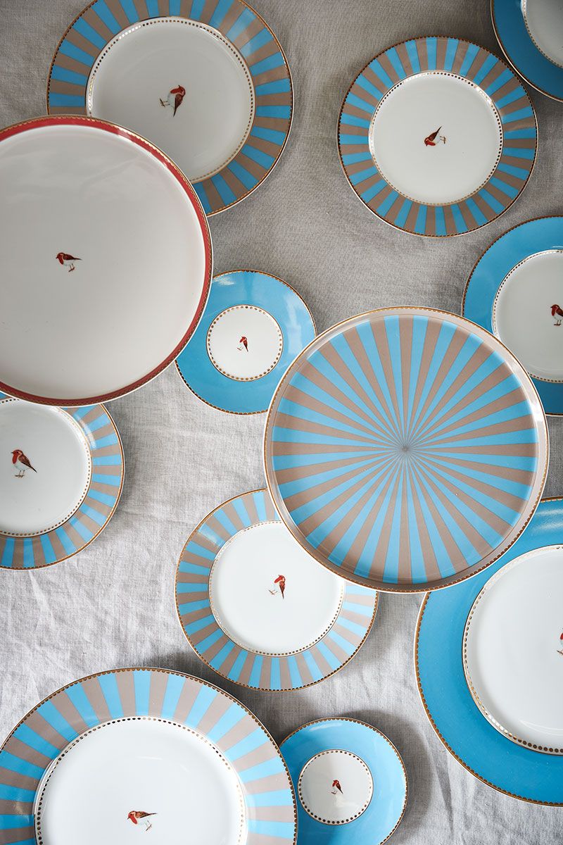 Love Birds Dinerbord Blauw/Khaki 26,5 cm