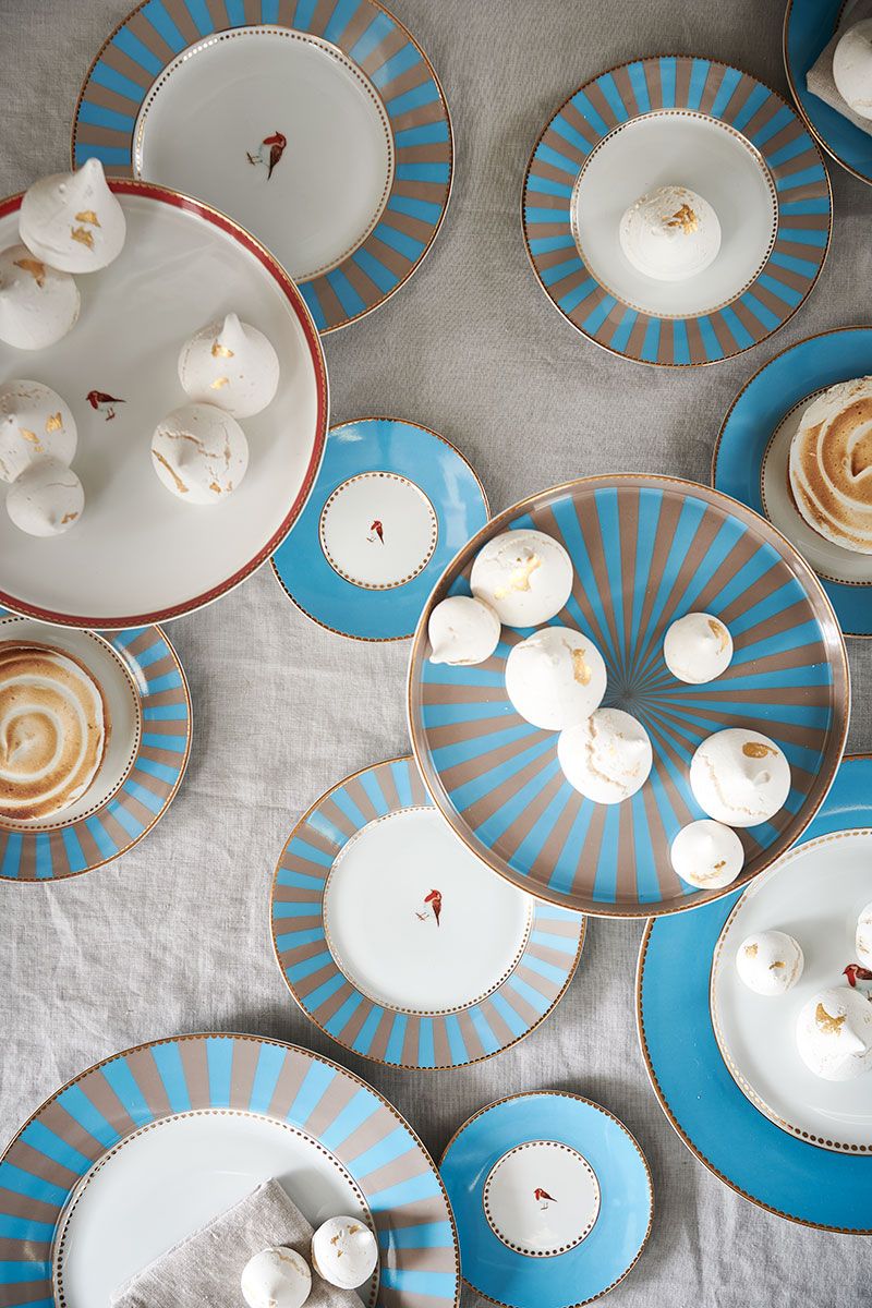 Love Birds Cake Tray Small Blue/Khaki