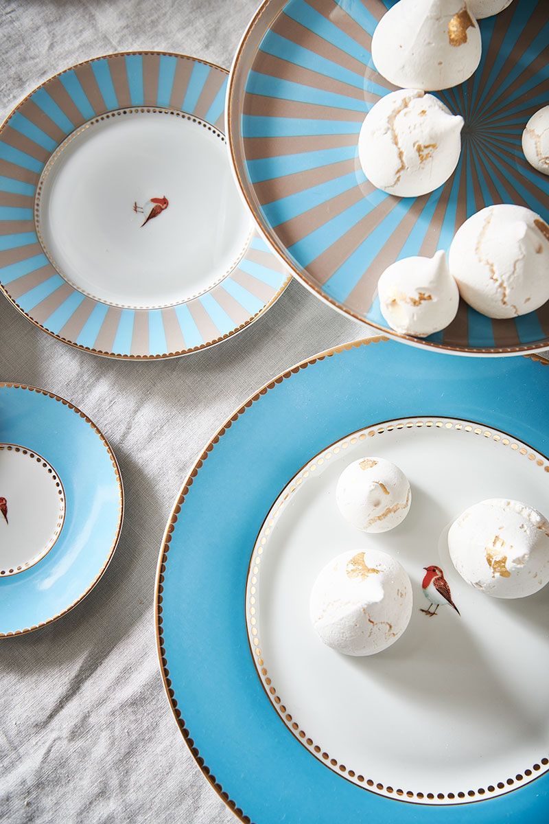 Love Birds Pastry Plate Blue/Khaki 17 cm