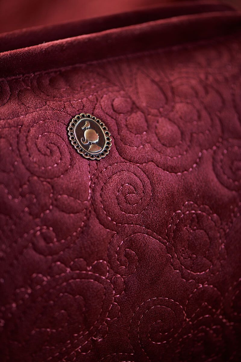 Cosmetic Purse Large Velvet Quiltey Days Red